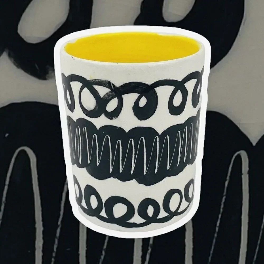 Vintage 1996 Signed Reckless Designs Ceramic Vase Caddy Cup UK Pottery Handmade